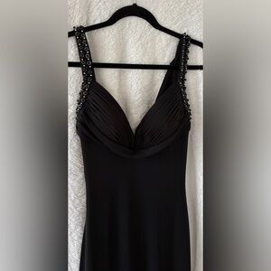 Black Embellished-Strap Evening Dress Full length. Size 8  EUC